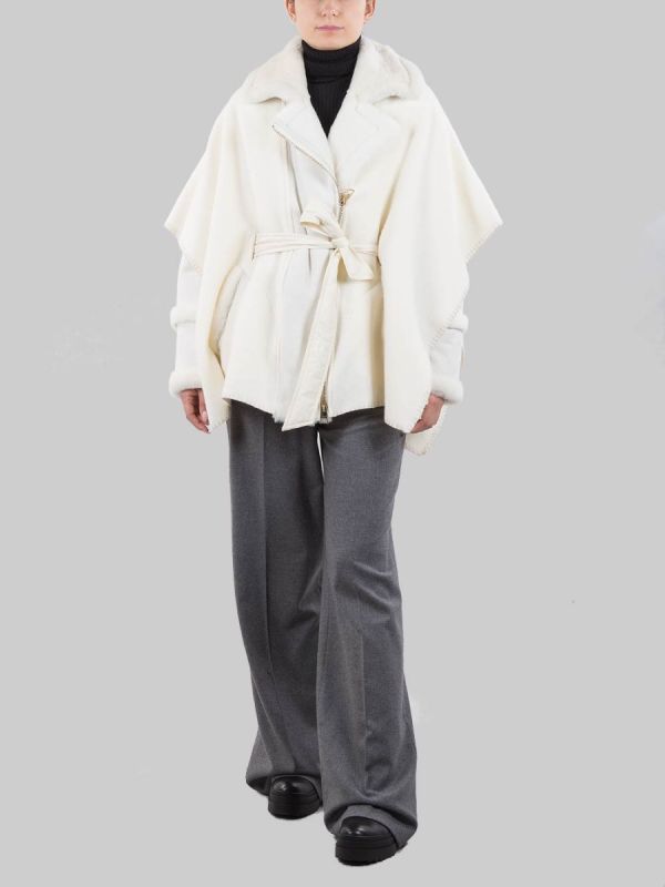 Buy CAPE JACKET MADE WITH ECO FUR AND SHEEPSKIN INSERTS by VIOLANTI on DONNASTORE