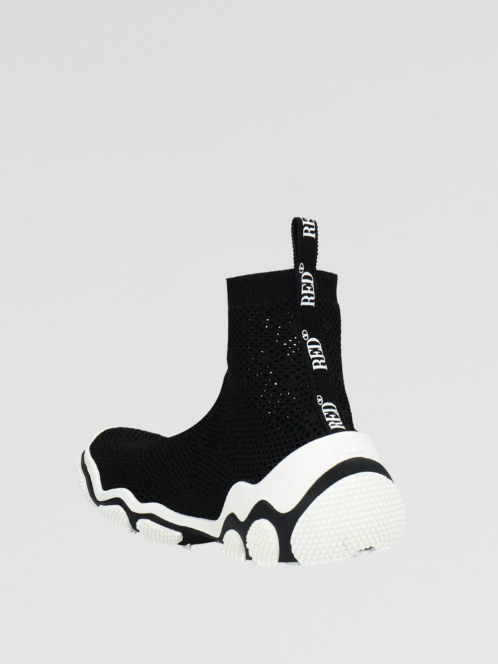 HIGH-TOP SNEAKER IN BLACK AND WHITE STRETCH MESH