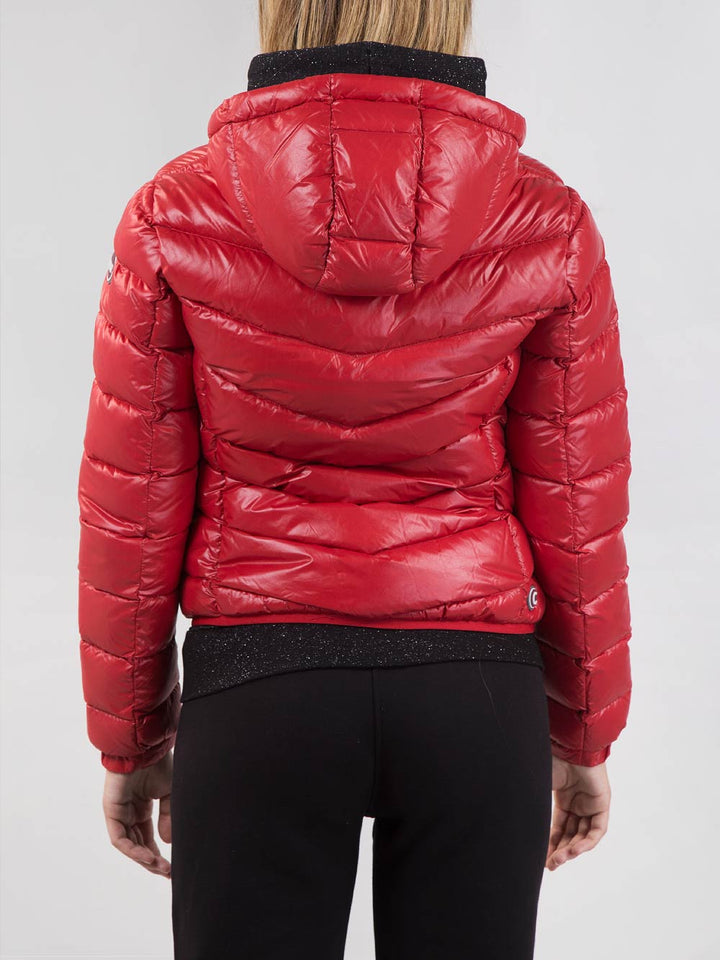 HOODED DOWN JACKET IN SHINY TECHNICAL NYLON