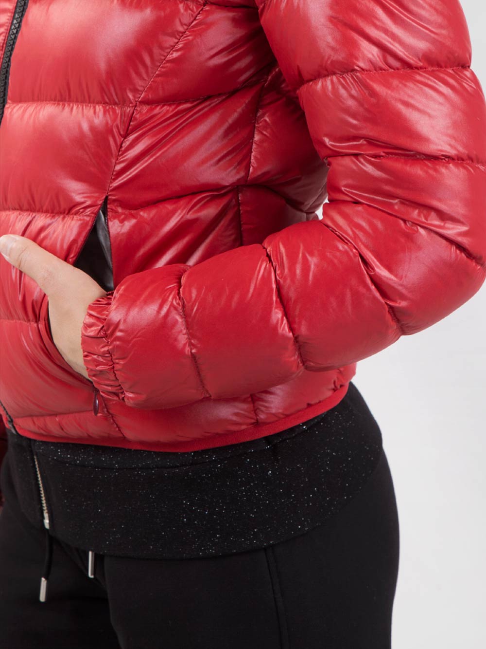 HOODED DOWN JACKET IN SHINY TECHNICAL NYLON