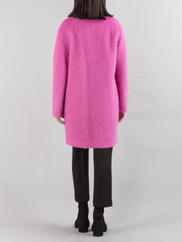 OVERSIZED FUCHSIA SINGLE-BREASTED MEDIUM-LENGTH COAT