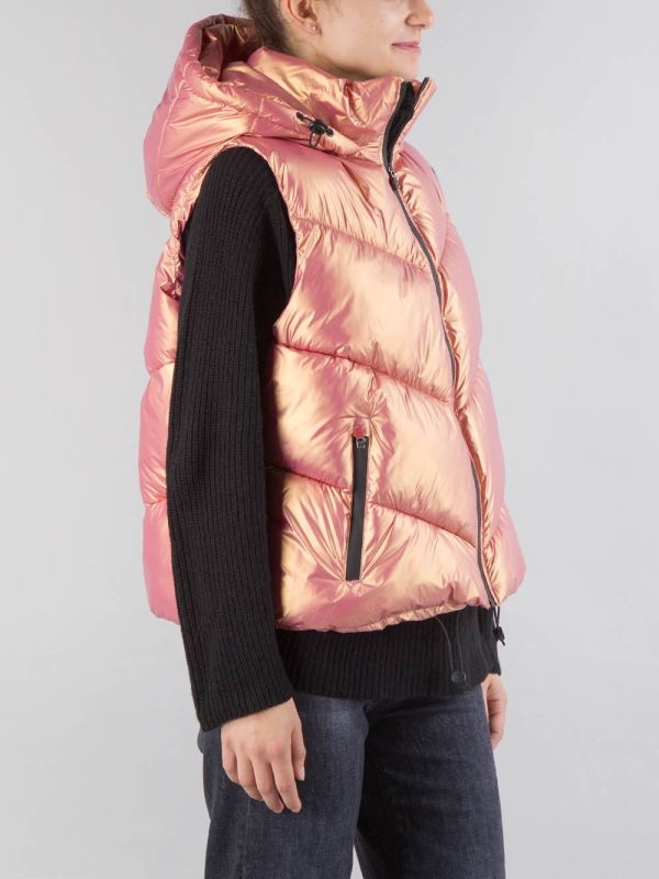 PINK PADDED VEST WITH HOOD