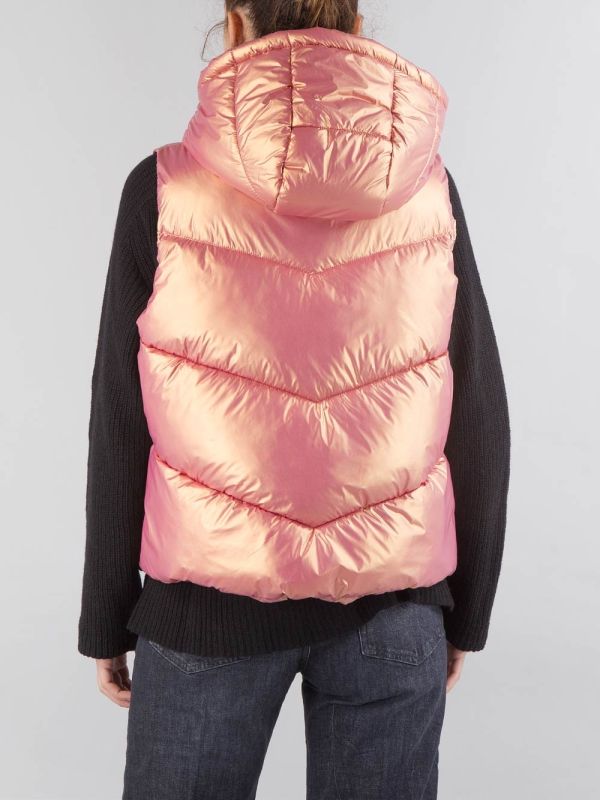 PINK PADDED VEST WITH HOOD