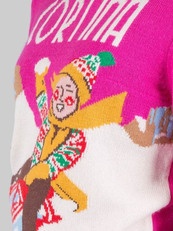 FUCHSIA TURTLENECK SWEATER WITH "CORTINA" GRAPHICS