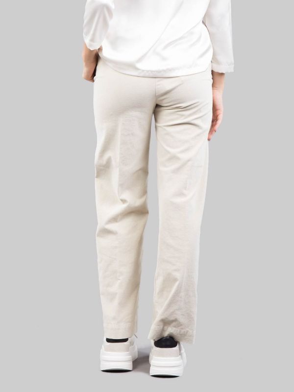 RELAXED CHINO HIGH WAISTED CREAM VELVET STRETCH PANTS