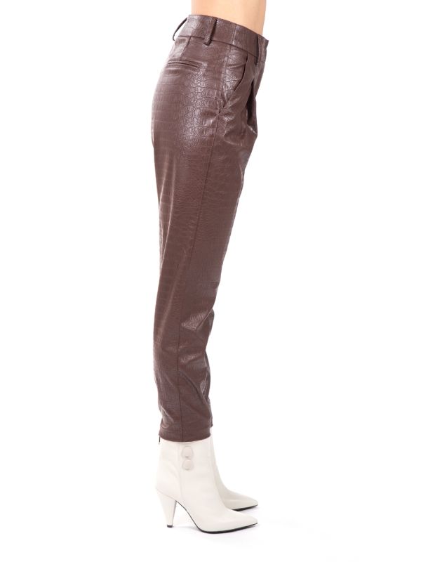 ZELMA CACAO TROUSERS IN ECO-LEATHER WITH COCONUT PRINT