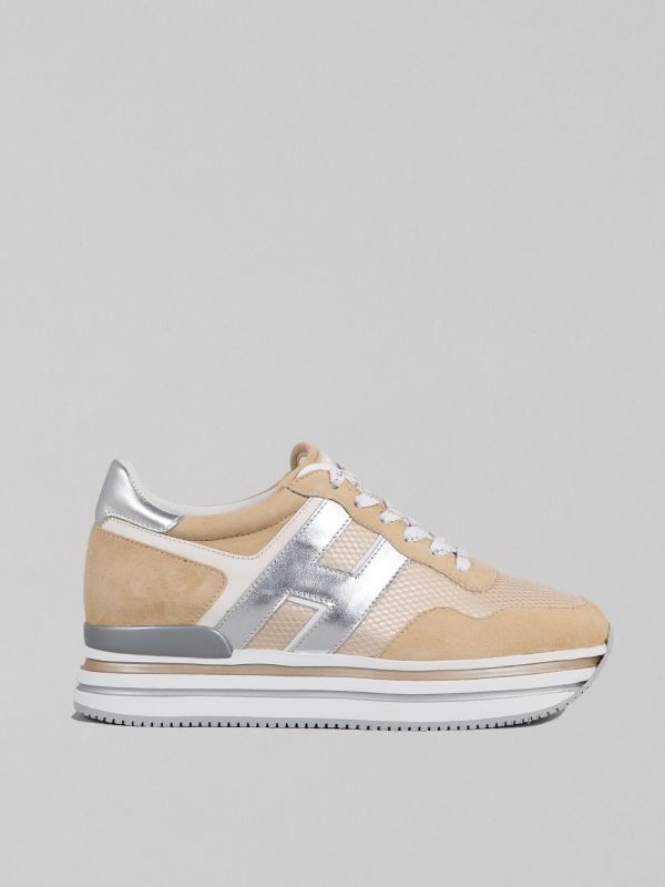 SNEAKER MIDI H222 BEIGE IN SUEDE AND TECHNICAL MESH