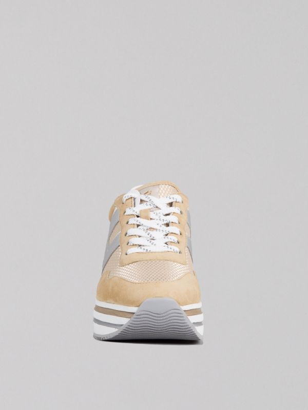 SNEAKER MIDI H222 BEIGE IN SUEDE AND TECHNICAL MESH