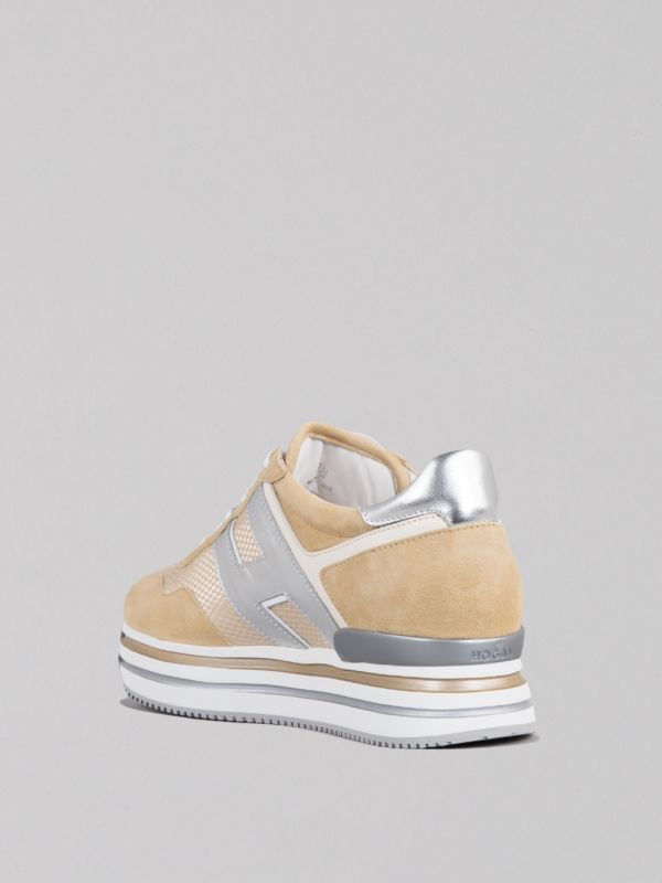 SNEAKER MIDI H222 BEIGE IN SUEDE AND TECHNICAL MESH