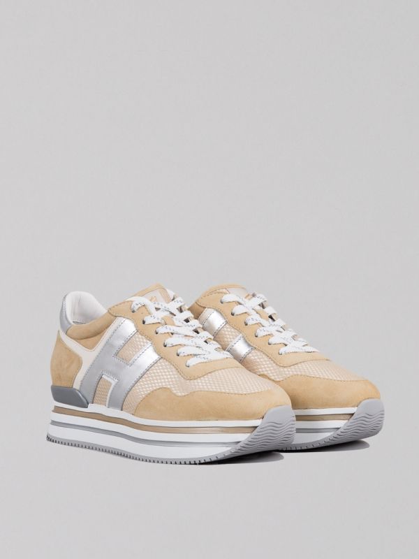 SNEAKER MIDI H222 BEIGE IN SUEDE AND TECHNICAL MESH