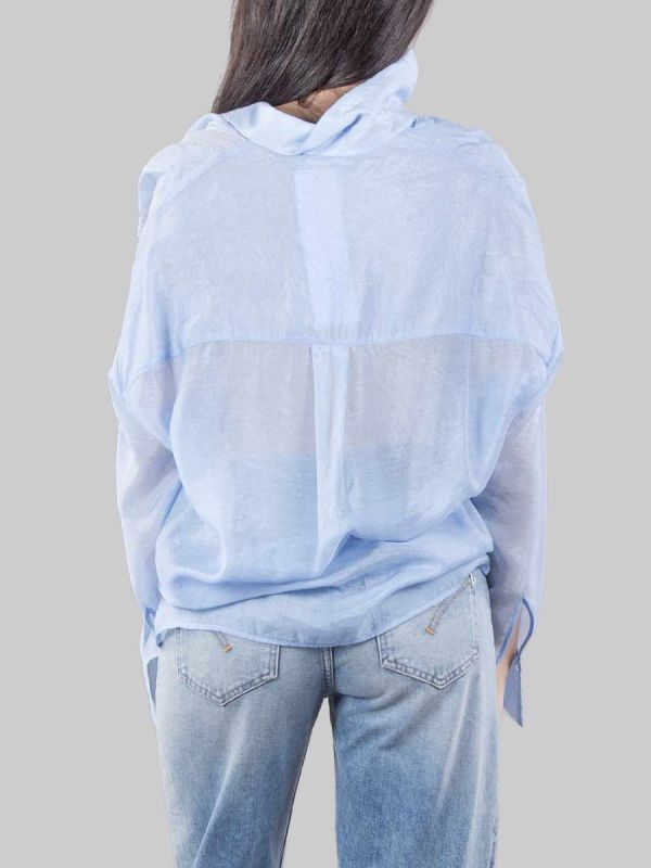 LIGHT BLUE VISCOSE SHIRT WITH RUFFLES