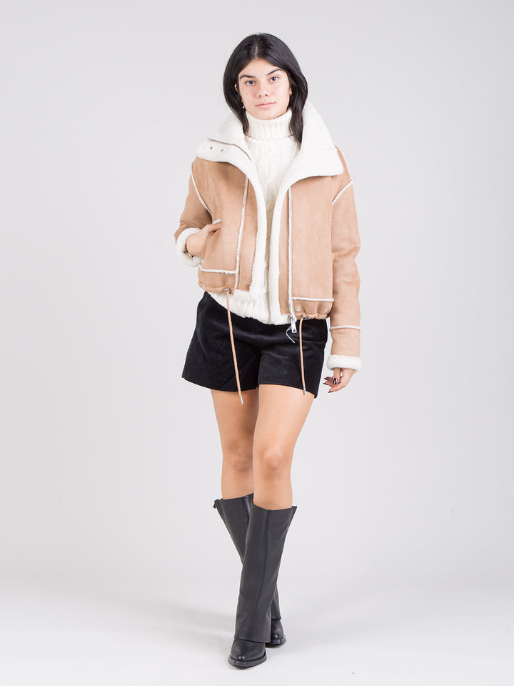 Bomber in eco-sheepskin