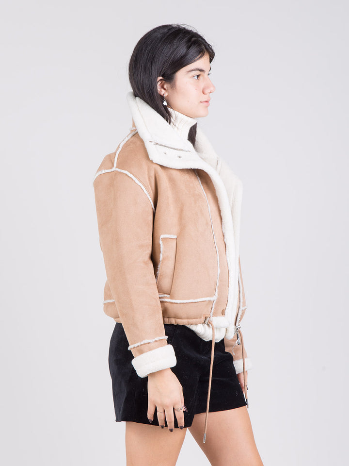 Bomber in eco-sheepskin