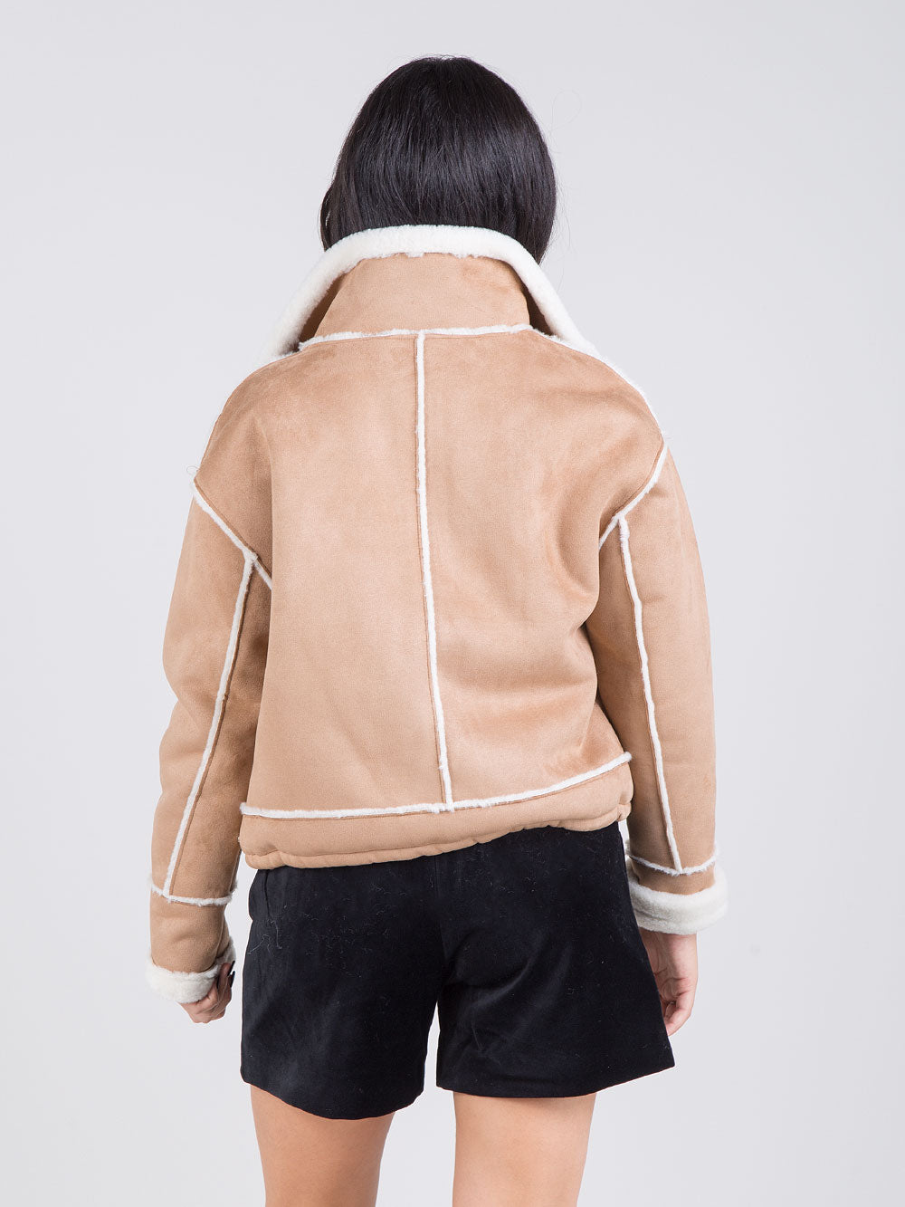 Bomber in eco-sheepskin