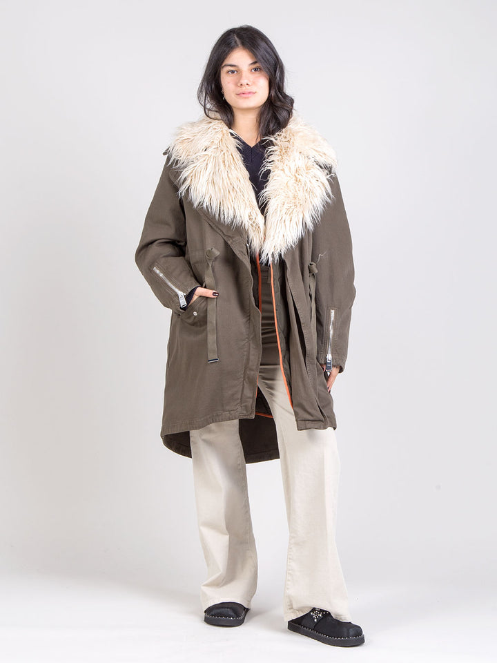 Parka lungo con ecopelliccia