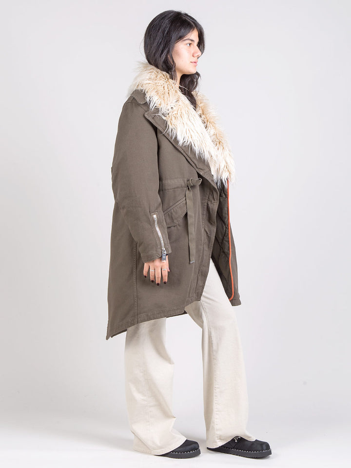 Parka lungo con ecopelliccia