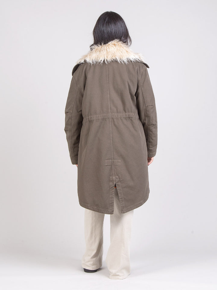 Parka lungo con ecopelliccia